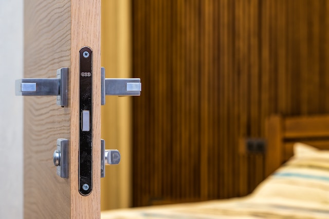 a door with a deadbolt